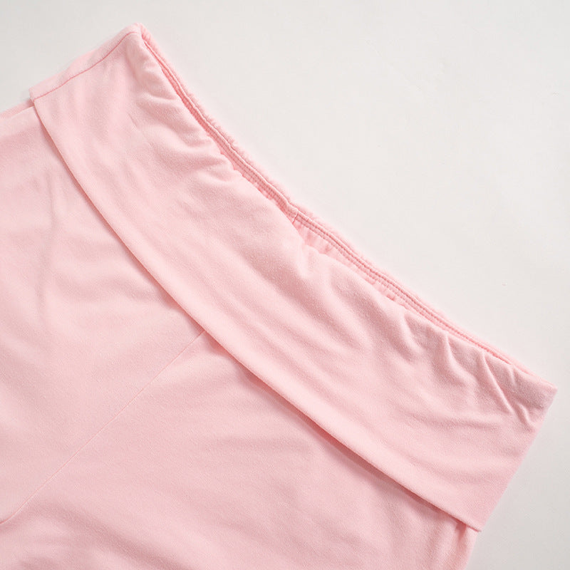 Top&Trousers Casual Solid Color 2Pcs