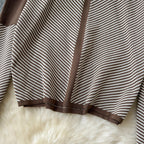V-neck Sweater&Trousers Striped 2Pcs