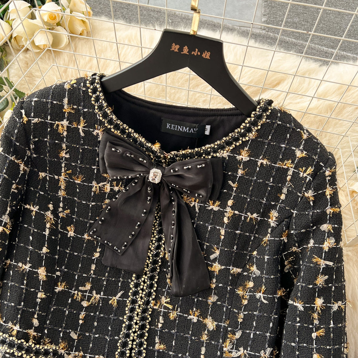 Tweed Blazer&Pleated Half-body Skirt 2Pcs