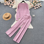 Twisted Sweater&Draped Trousers 2Pcs