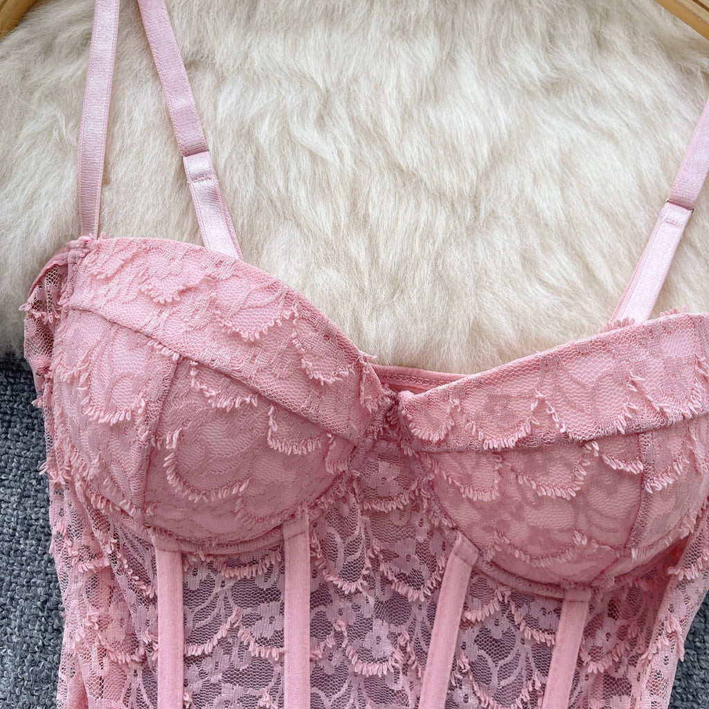 Vintage Lace Embroidered Fishbone Camisole