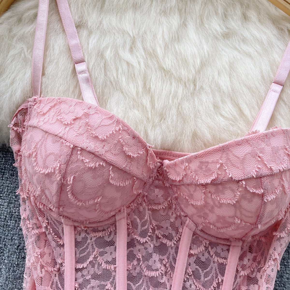 Vintage Lace Embroidered Fishbone Camisole