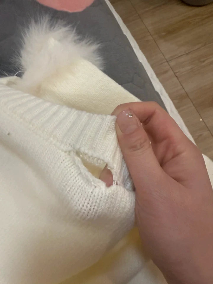 Vintage Furry Cuff Patchwork Sweater