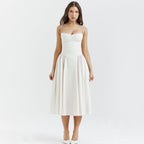V-neck Solid Color Slip Dress