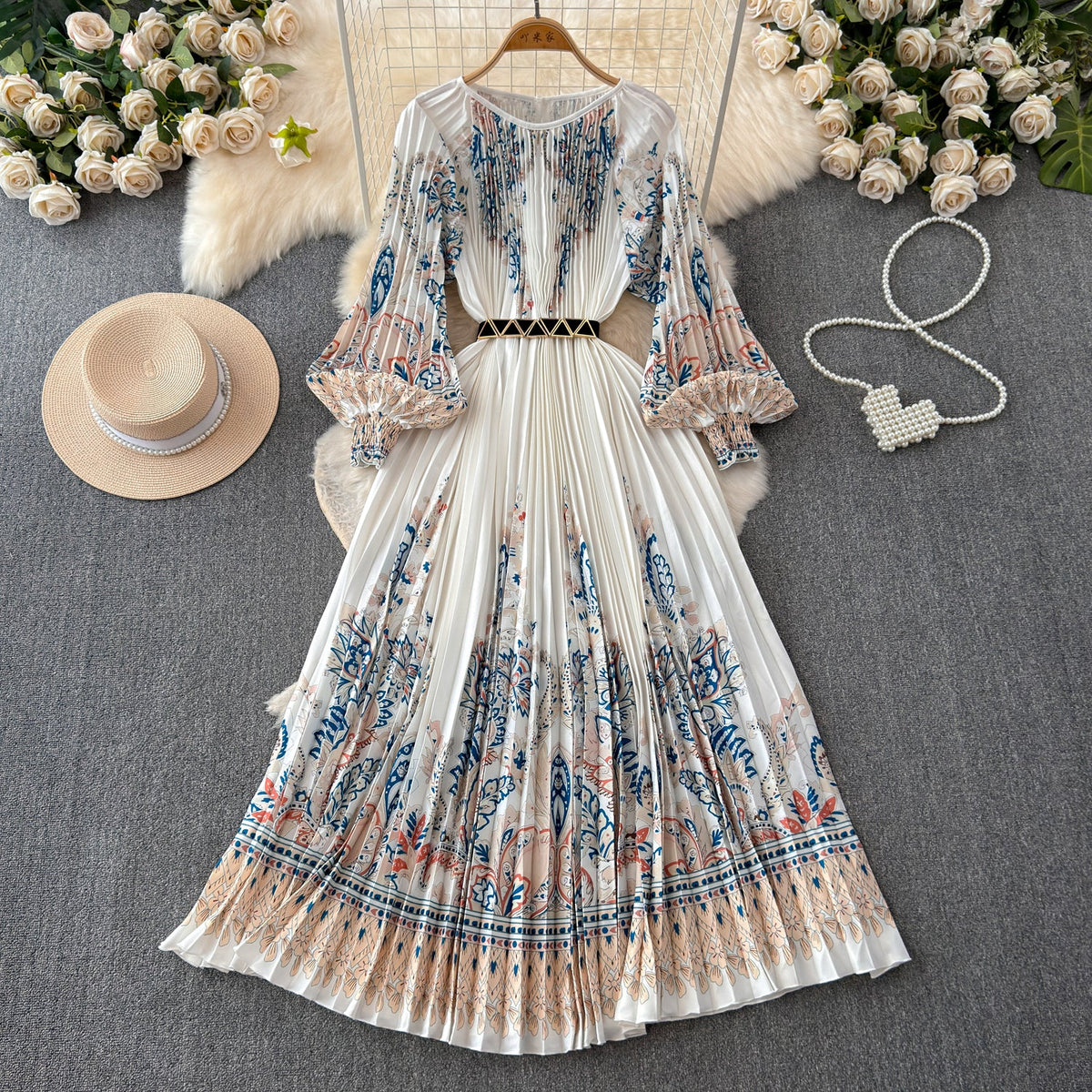 Courtly Floral Printed A-line Dress