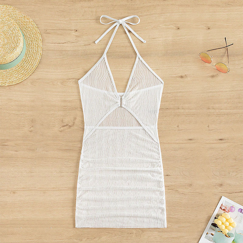 Sexy See-through Mesh Beach Skirt Swimsuit (Without Bra and Underpants)