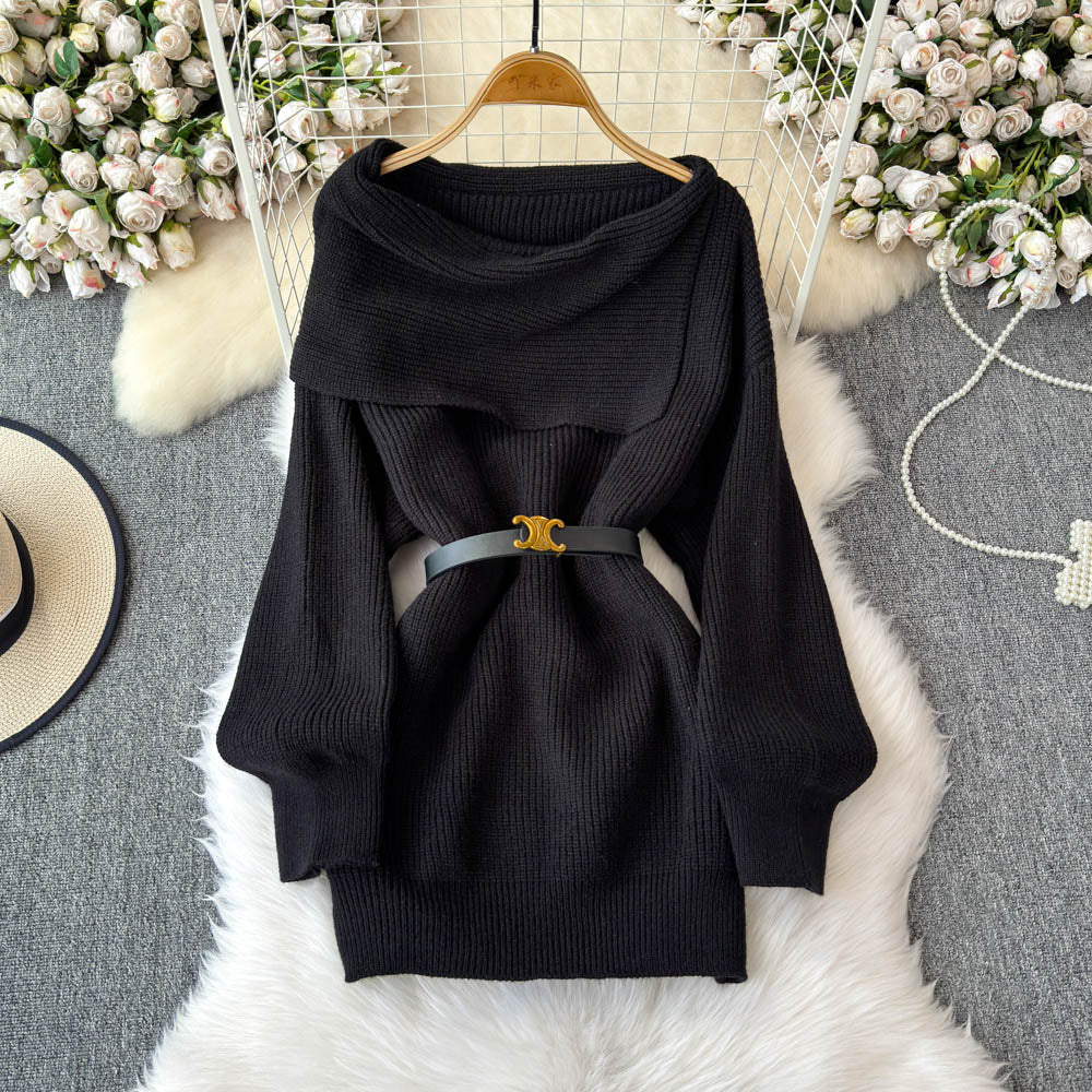 French Style Off-shoulder Knitted Dress