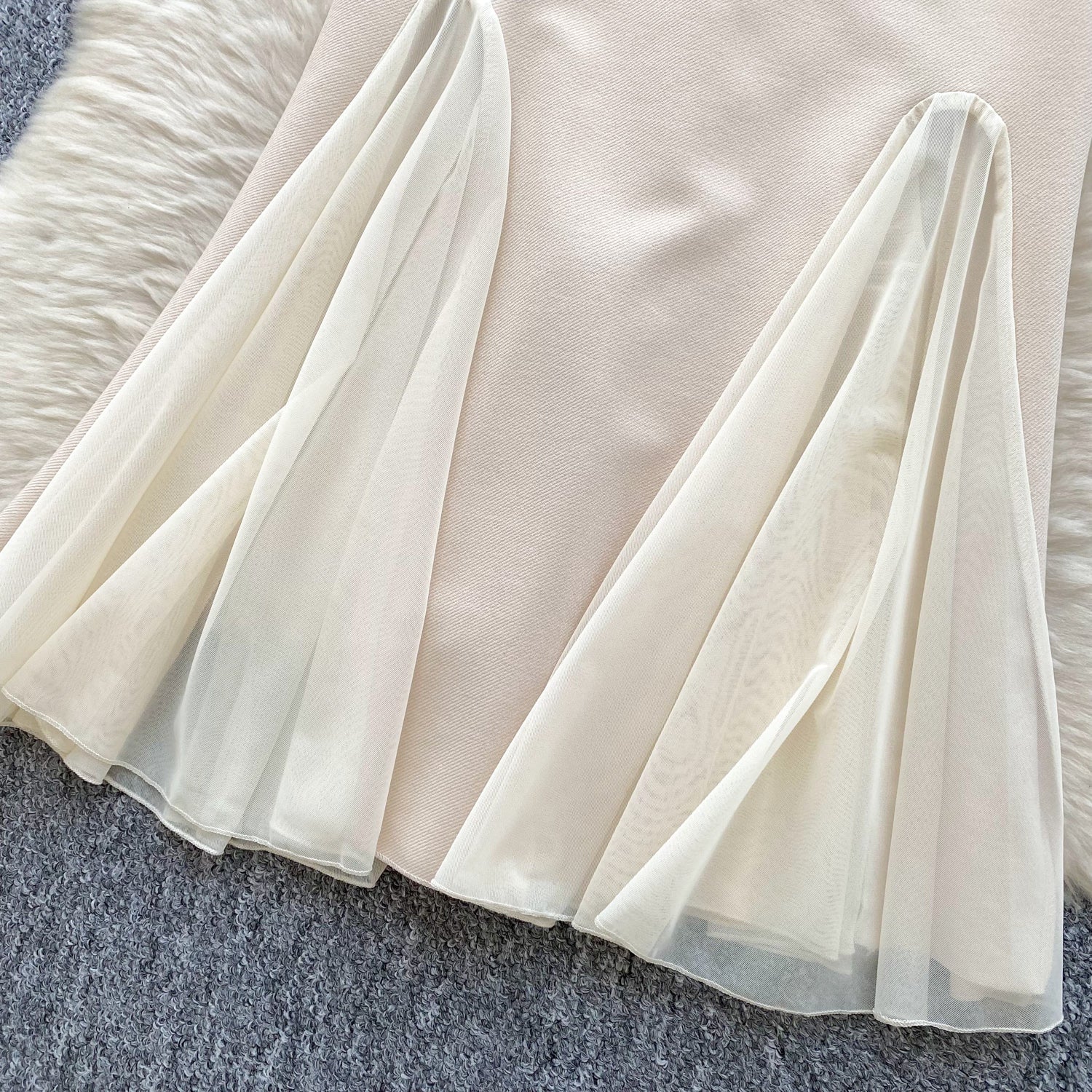 Mesh Patchwork Fishtail Slip Dress