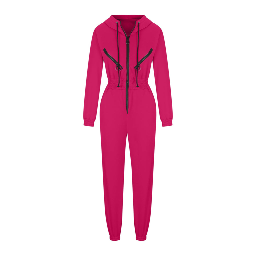 Color Blocking Hooded Jumpsuits