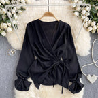 Premium V-neck Drawstring Top