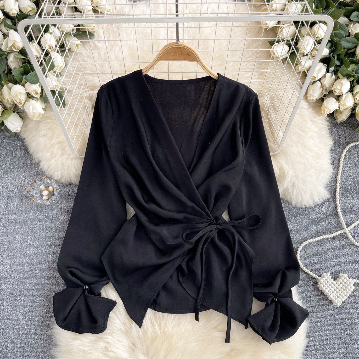 Premium V-neck Drawstring Top