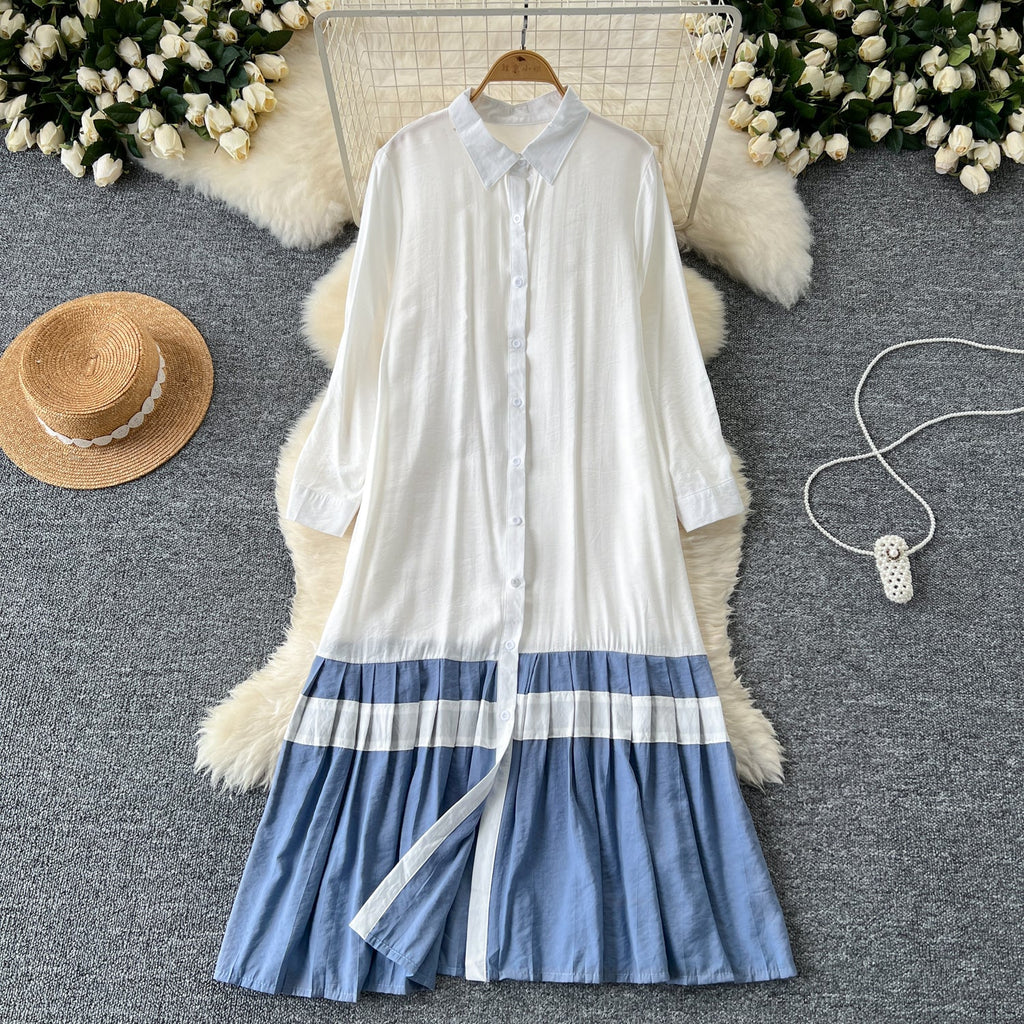Color Blocking Oversized Shirt Dress
