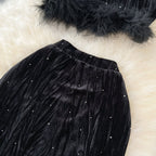 Furry Sleeveless Top&Half-body Skirt
