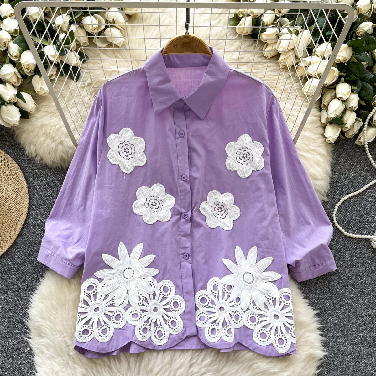 Sweetie 3D Flower Embroidered Shirt