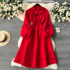 Premium Lace-up Solid Color Dress