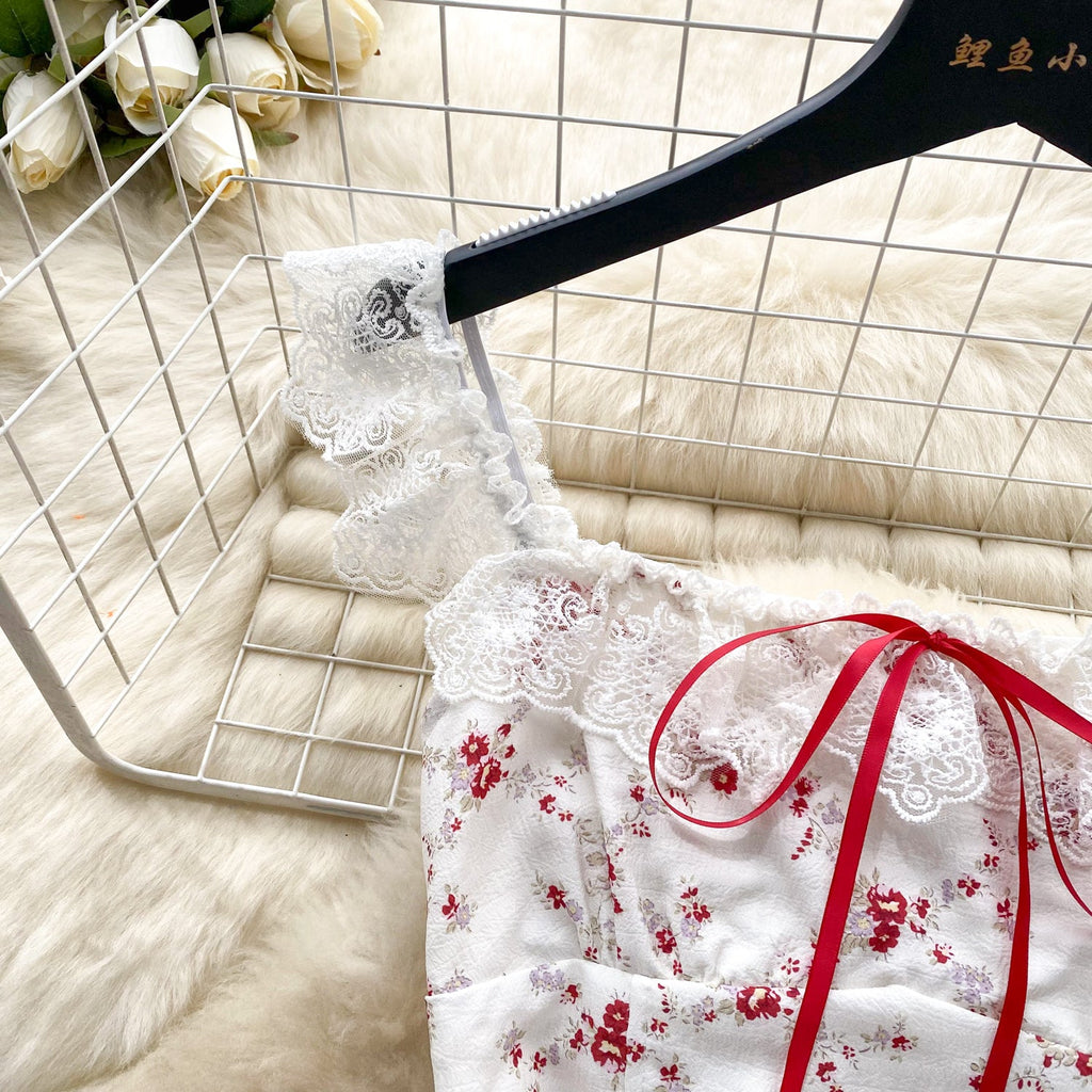 Sweetie Lace Trim Floral Dress