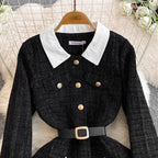 Color Blocking Tweed Shirt Dress