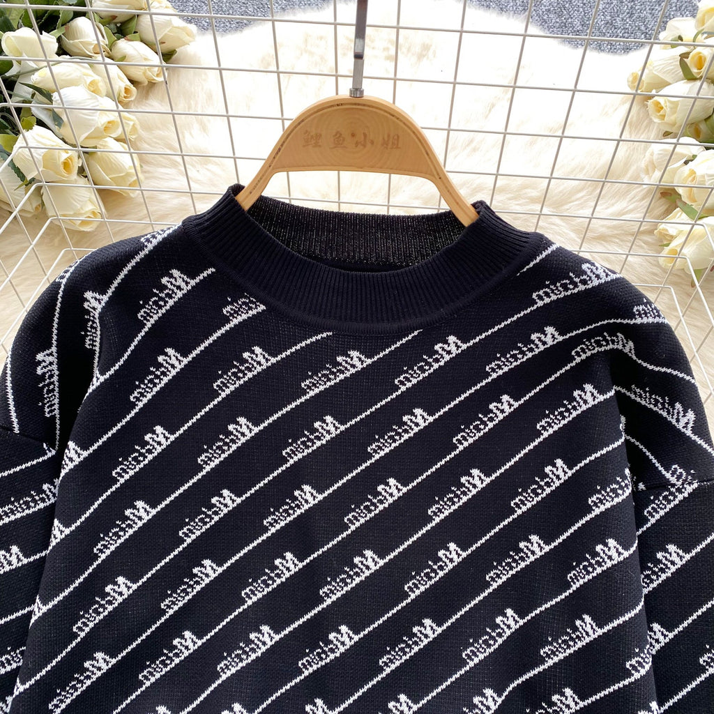 Printed Sweater&Skirt Knitted 2Pcs