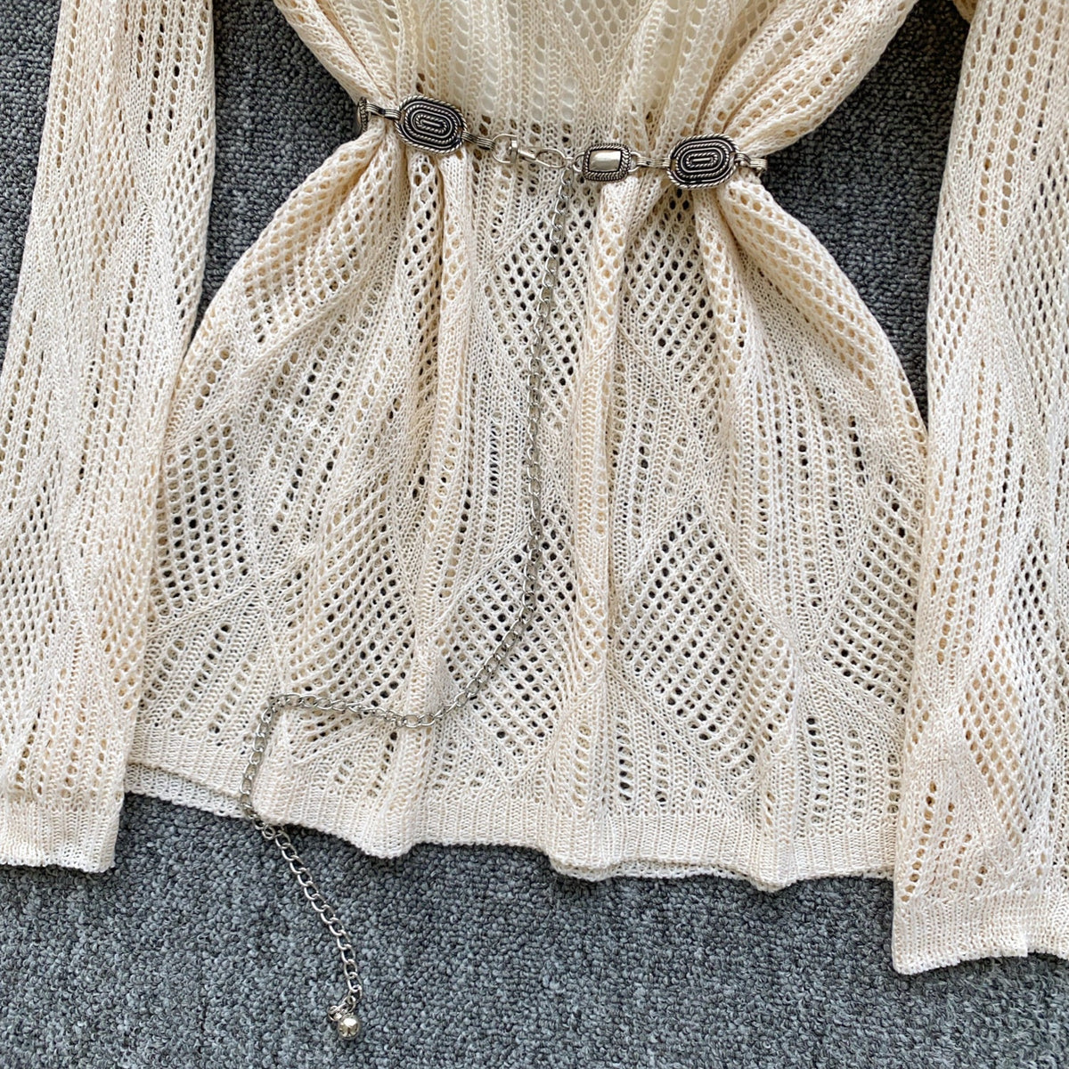 Hollowed Crochet Sweater&Camisole 2Pcs