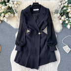 Suit Collar Asymmetric Pleated Jacket
