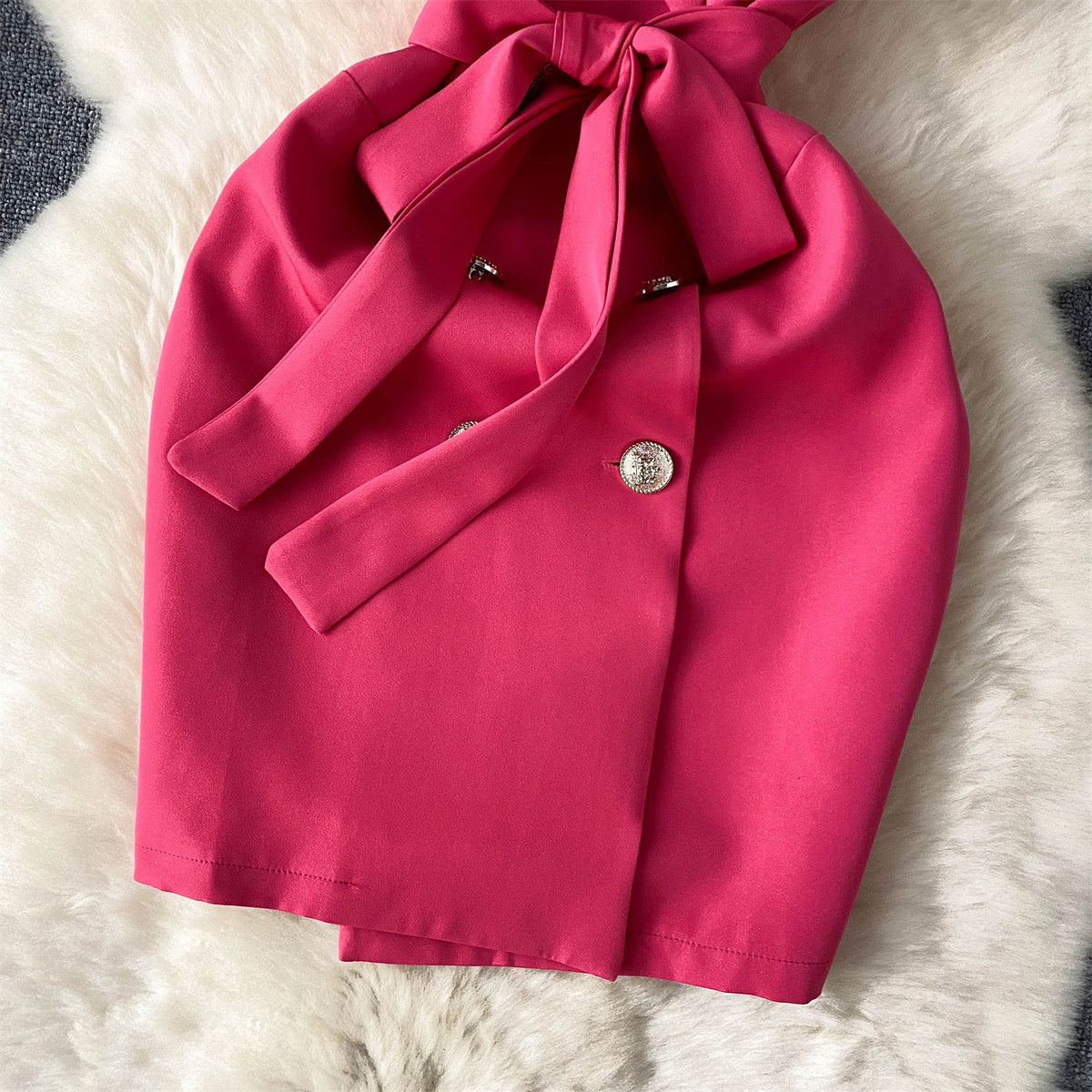 V-neck Suit Collar Lace-up Dress