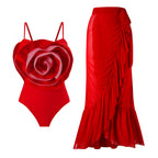 One-piece Belly-Shading Backless Swimsuit Chiffon Skirt