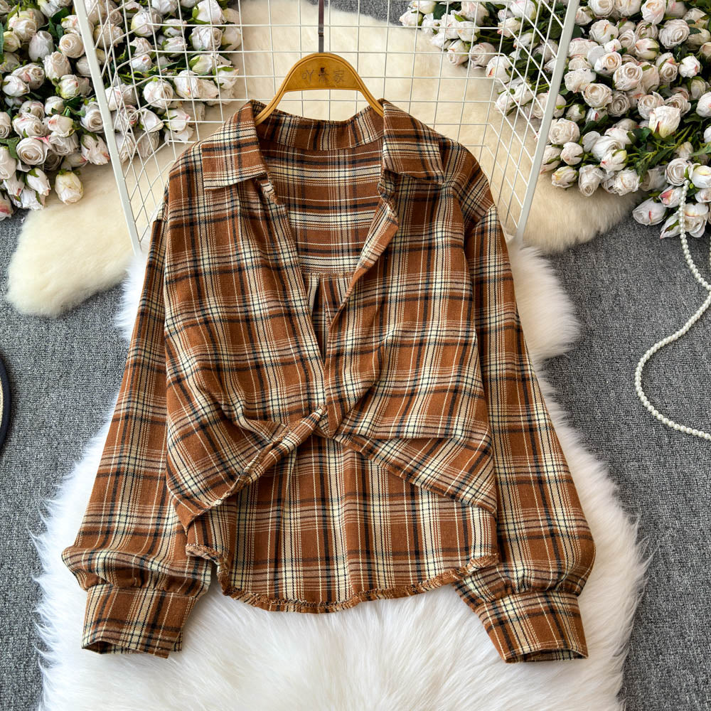Plaid Shirt&Sleeveless Bottoming 2Pcs