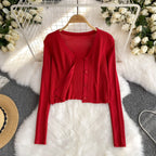 Cardigan&Floral Camisole&Skirt 3Pcs