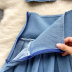 Camisole&Pleated Skirt Denim 2Pcs