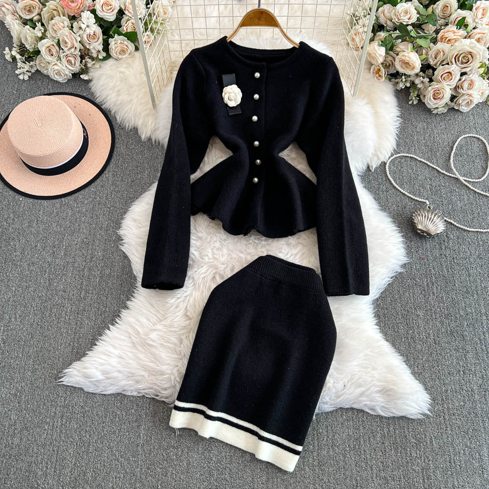 Camellia Cardigan&Skirt Knitted 2PCS