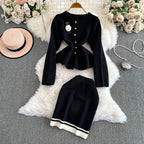 Camellia Cardigan&Skirt Knitted 2PCS