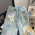 Vintage Graffiti Puppy Straight Jeans