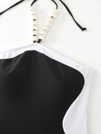 Beads and Straps Black Swimsuit