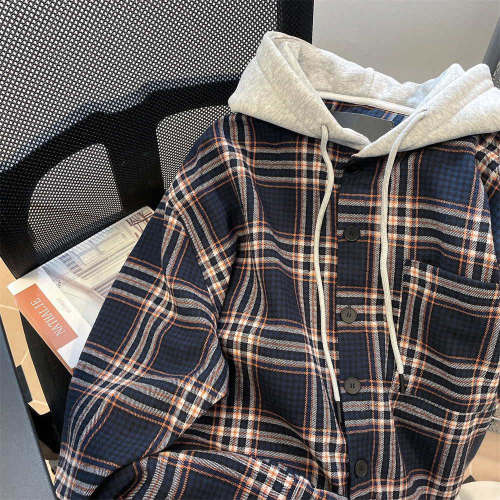 Vintage Colorful Plaid Hooded Jacket