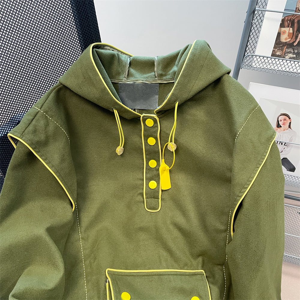 Niche Army Green Hooded Outwear
