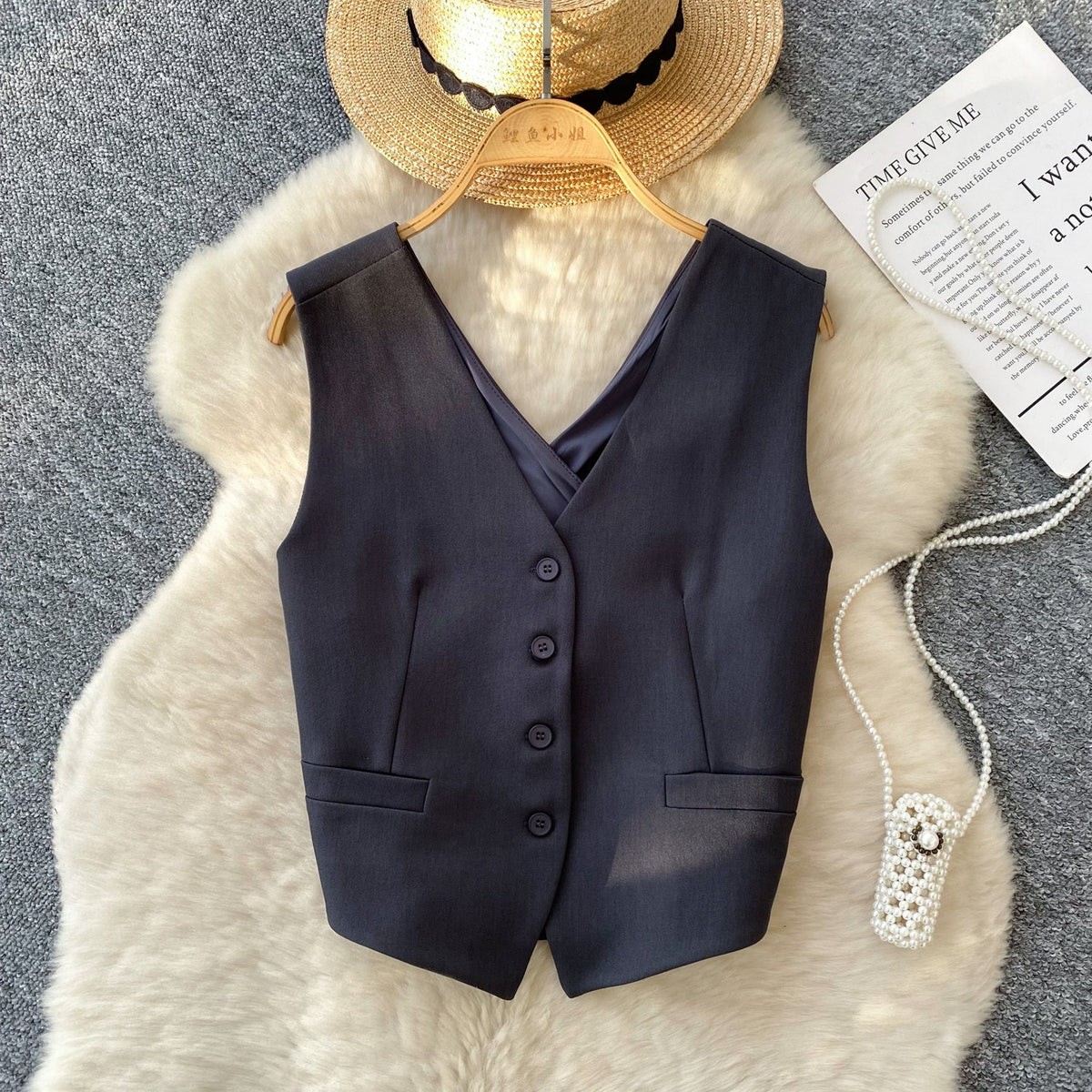 V-neck Single-breasted Suit Vest