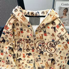 Cartoon Printed Hooded Zip Sweatshirt