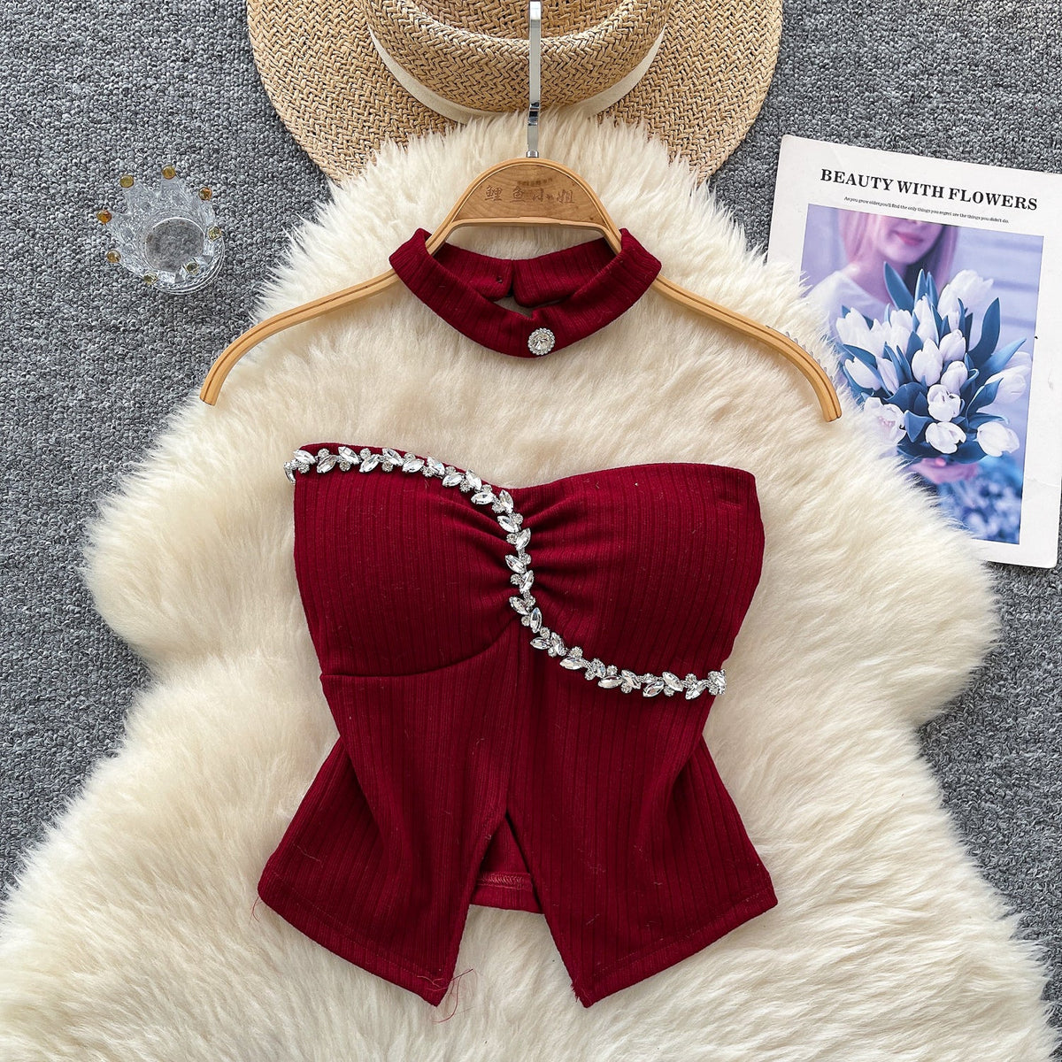 Beaded Padded Top with Choker