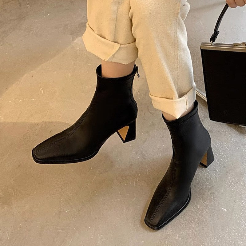 Back Zipped Chunky Stretch Boots