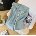 Fashion Embroidered Ninth Straight Jeans