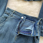 Vintage Denim Shirt & Fishtail Skirt 2Pcs