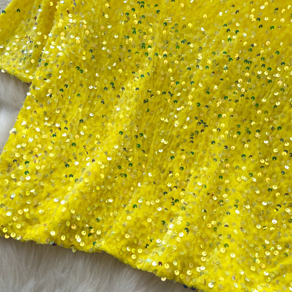 Crew Neck Sequined Short T-shirt