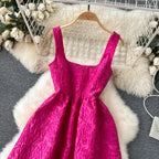 Textured Pattern Rose Red Slip Dress