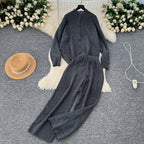 Turtleneck Cardigan&Wide-leg Trousers 2Pcs