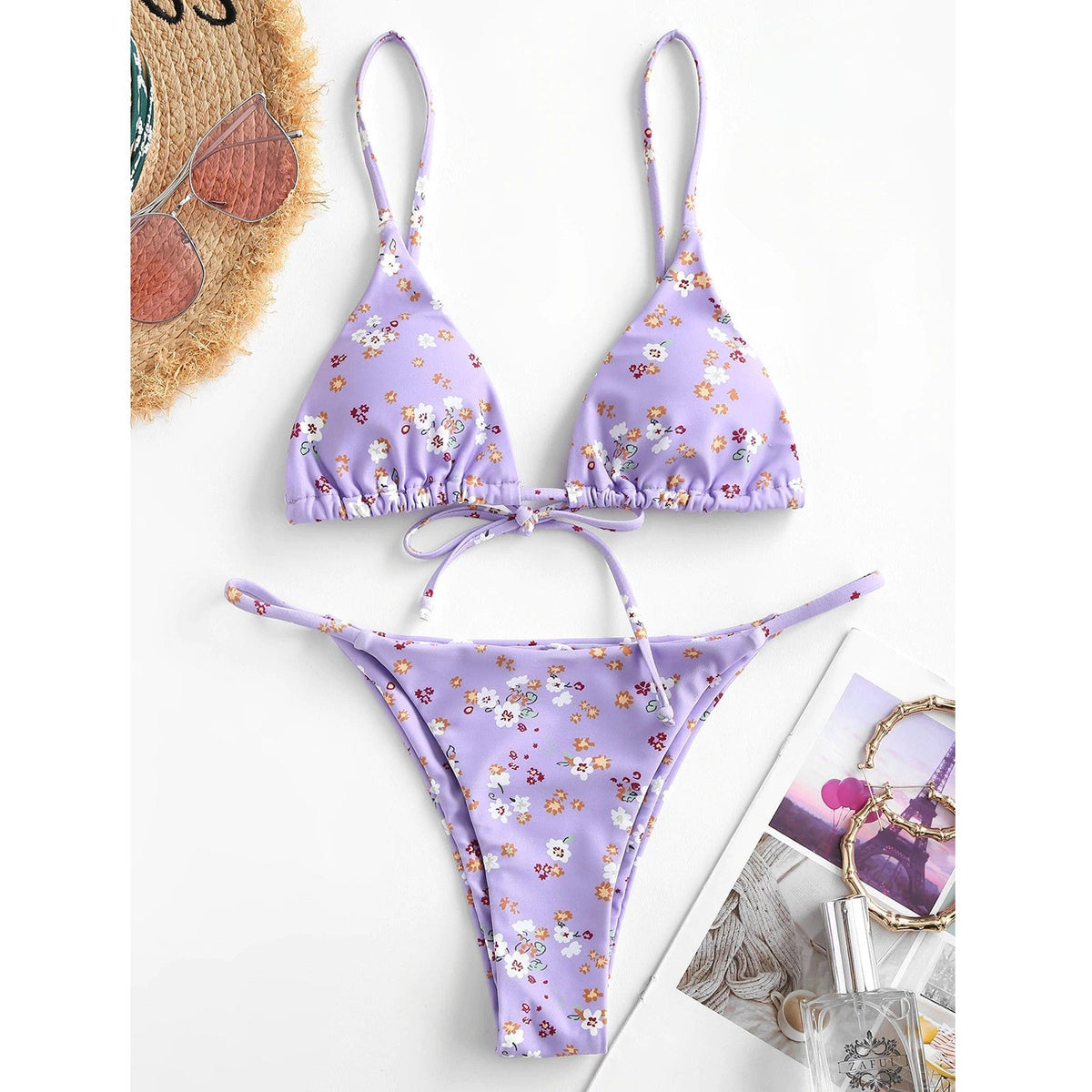 Vintage Printed Three-pieces Bikini
