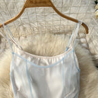 Blue Mesh Outwear & Slip Dress 2Pcs