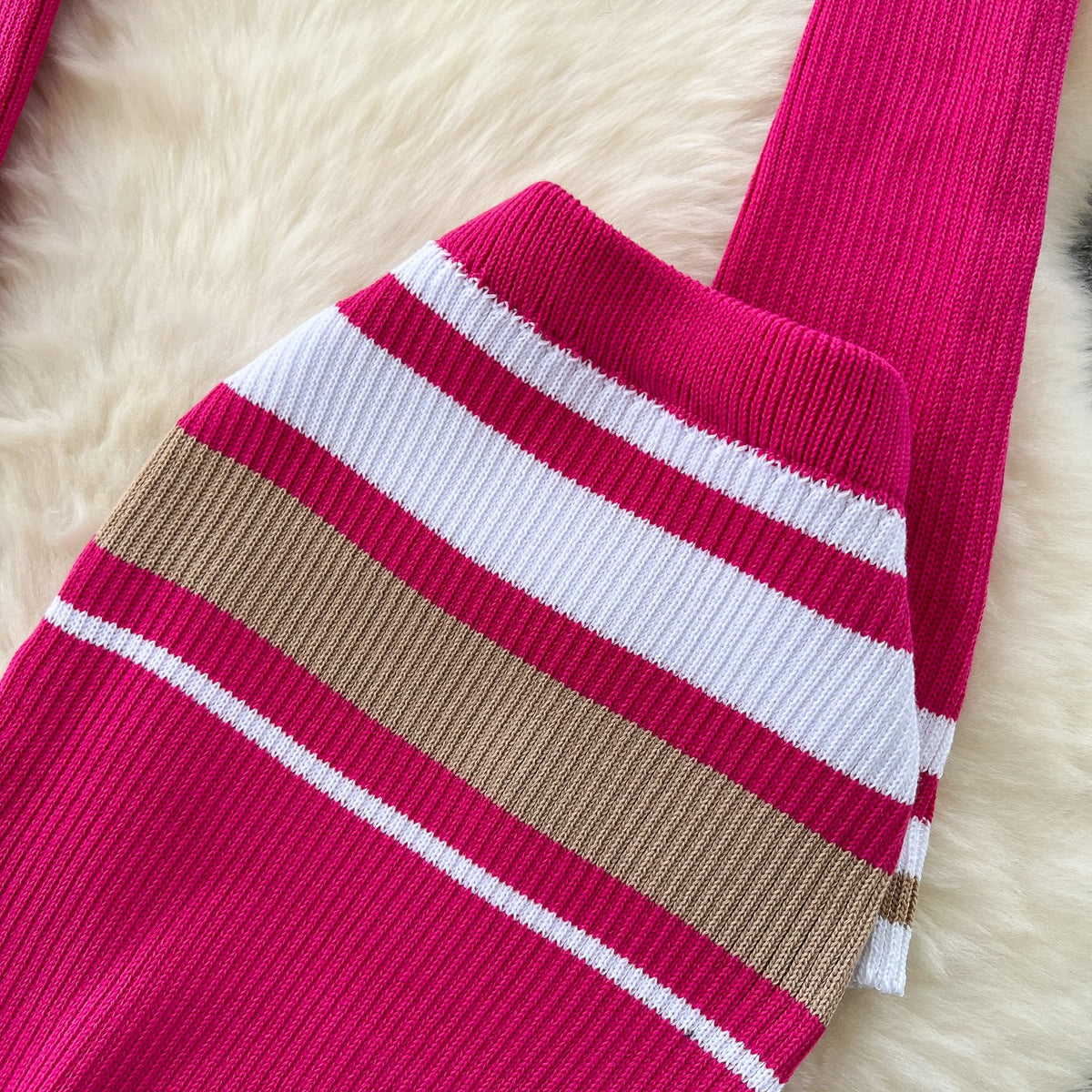 Colorful Stripe Sweater&Skirt Knitted 2Pcs