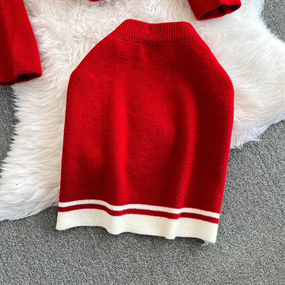 Camellia Cardigan&Skirt Knitted 2PCS