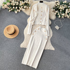 Cardigan&Vest&Hip-wrapping Skirt 3Pcs