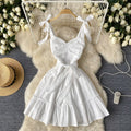 Sweetie Pleated Lace-up Puffy Dress
